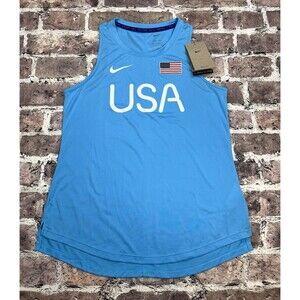 NWT Nike Team USA Dri-FIT Tank Top Women XS Blue Running Training Americana READ